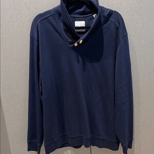 Men's Navy Sweater with Button Detail